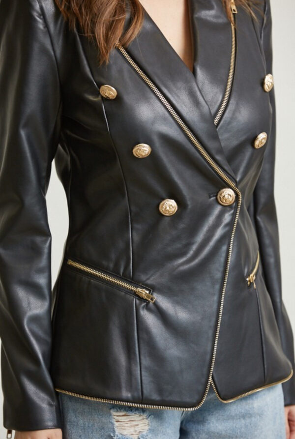 Vegan Leather Blazer - Image 2