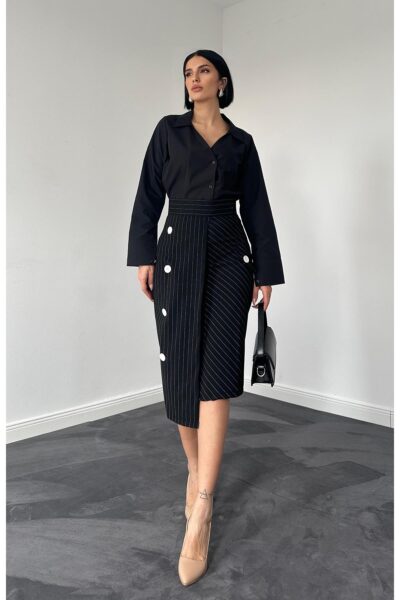 Pinstriped High Waist Skirt