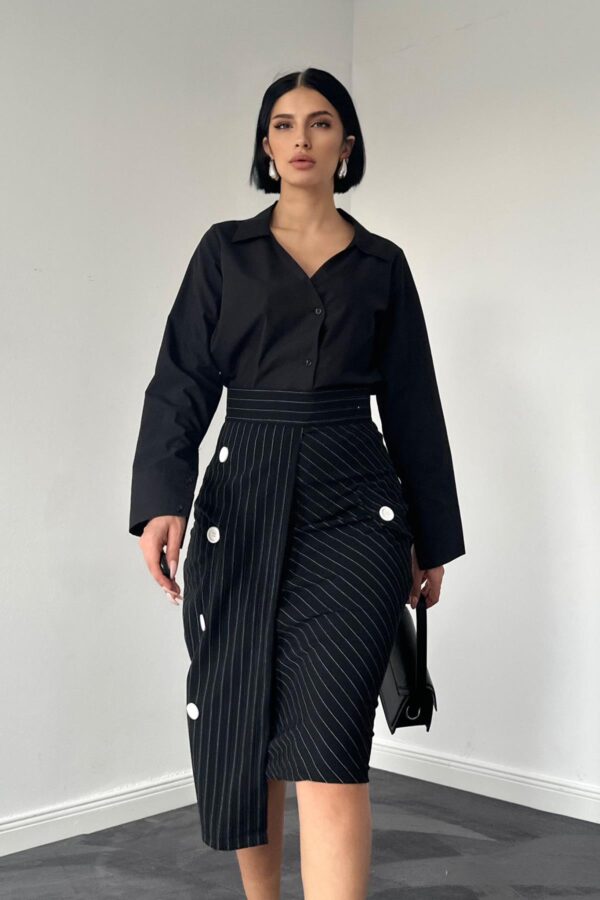 Pinstriped High Waist Skirt - Image 2