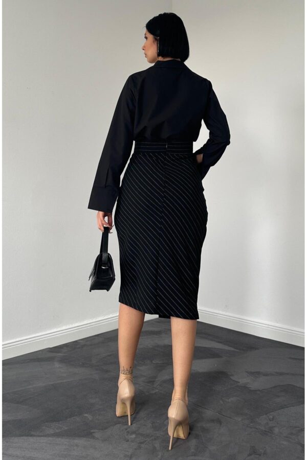 Pinstriped High Waist Skirt - Image 3